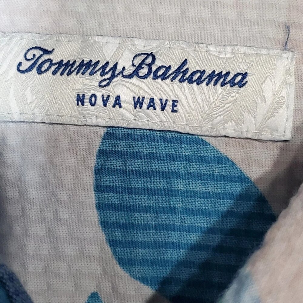 Tommy Bahama Mens XXL Seersucker Nova Wave Beach Day Blooms Camp Shirt Pink Pool - Picture 7 of 9